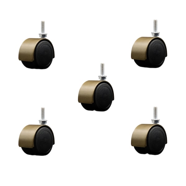 2'' Floor Safe Antique Hooded Twin Wheel Caster 5/16 Threaded Stem, 5PK